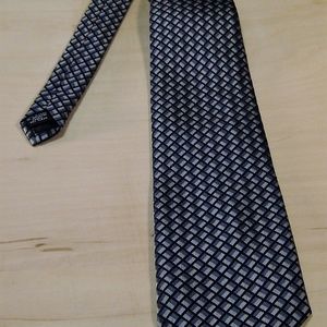 Calvin Klein 100% Silk Tie Blue/Silver/Black